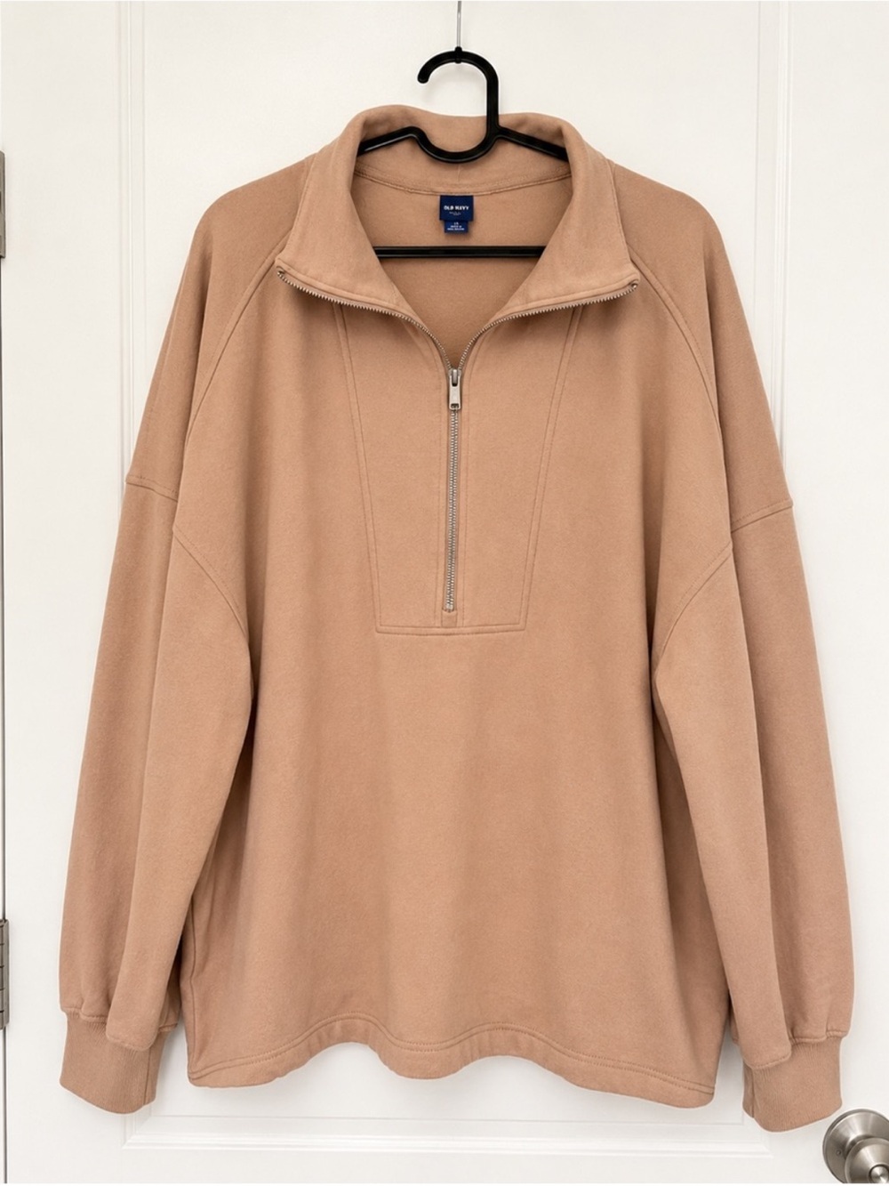 Old Navy Soft Half Zip Pullover Sweatshirt Tan Neutral Oversized XXL